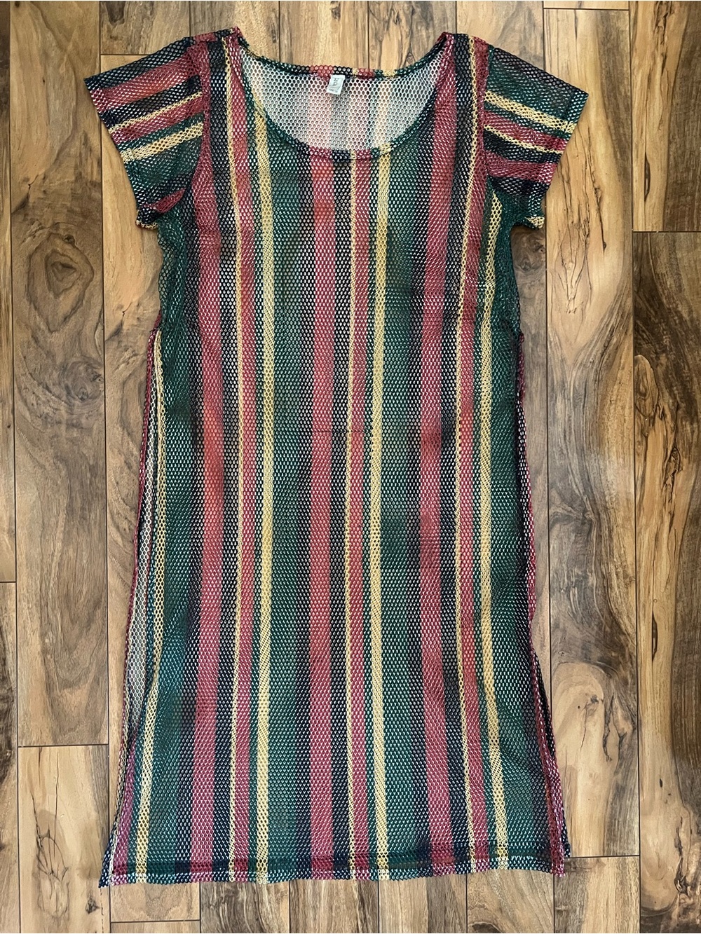 Cacia Rasta Fishnet Mesh Coverup Dress